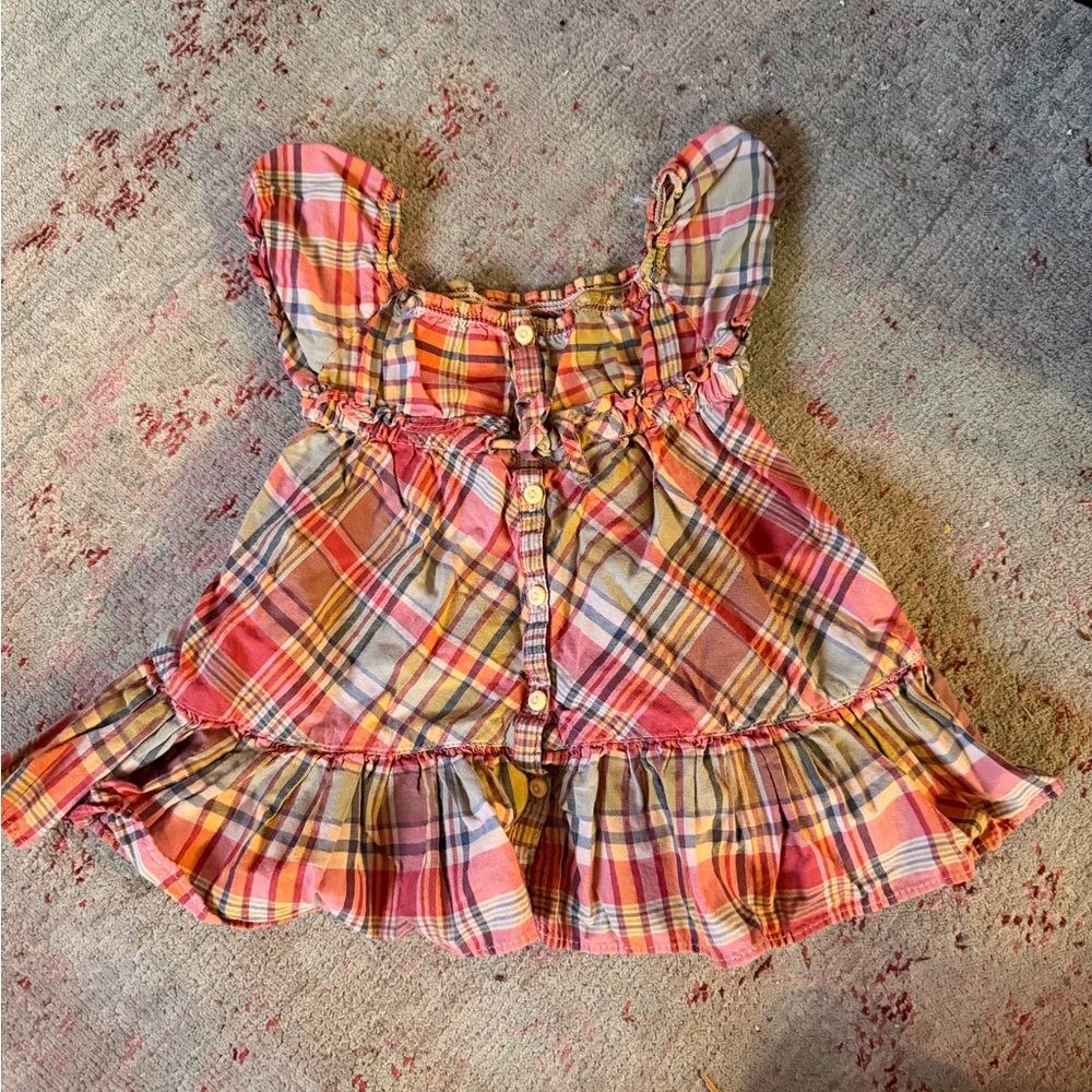EUC Ralph Lauren 9 mos baby girls Plaid Ruffle dress